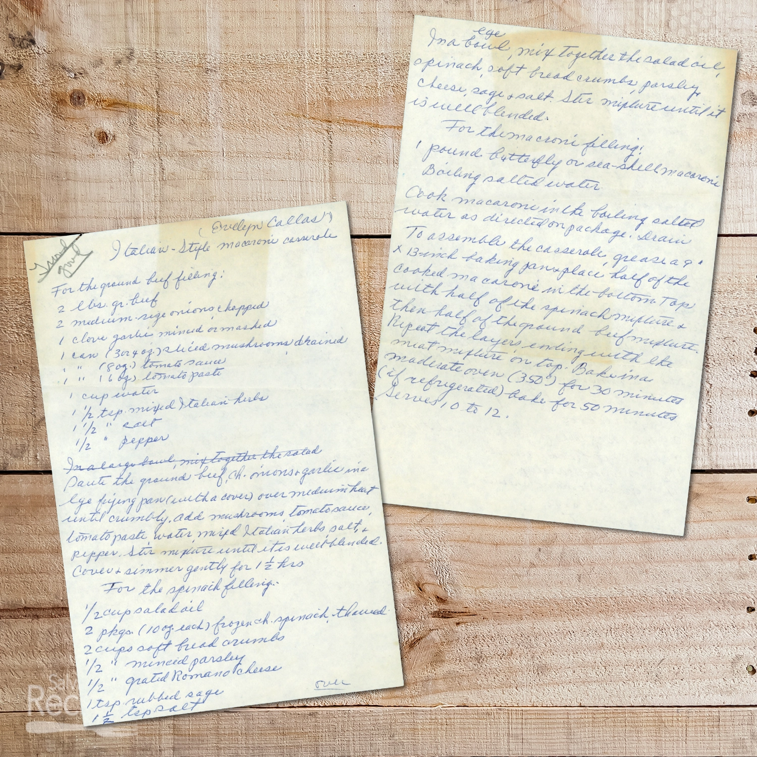 Italian Macaroni Beef & Spinach Casserole from Evelyn Callas