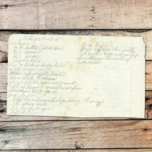 Handwritten recipe for 3-Layer Cookies
