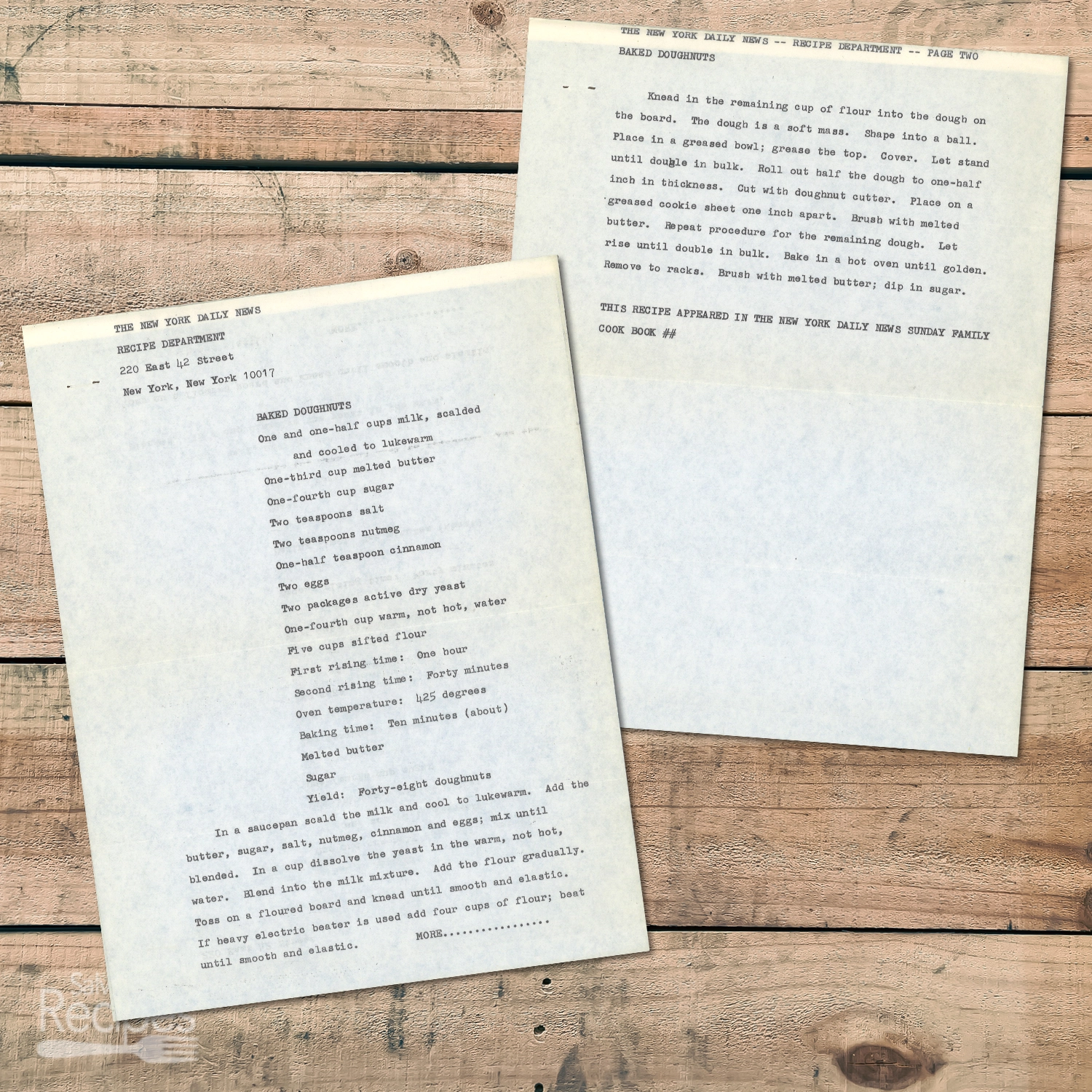 Typed recipe for Baked Doughnuts