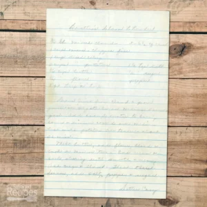 Handwritten recipe for Bratten's Clam Chowder