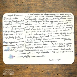 Handwritten recipes for Carrot Brownies