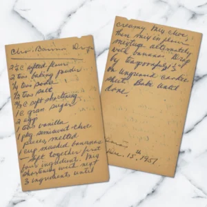 Handwritten recipe for Chocolate-Banana Drops