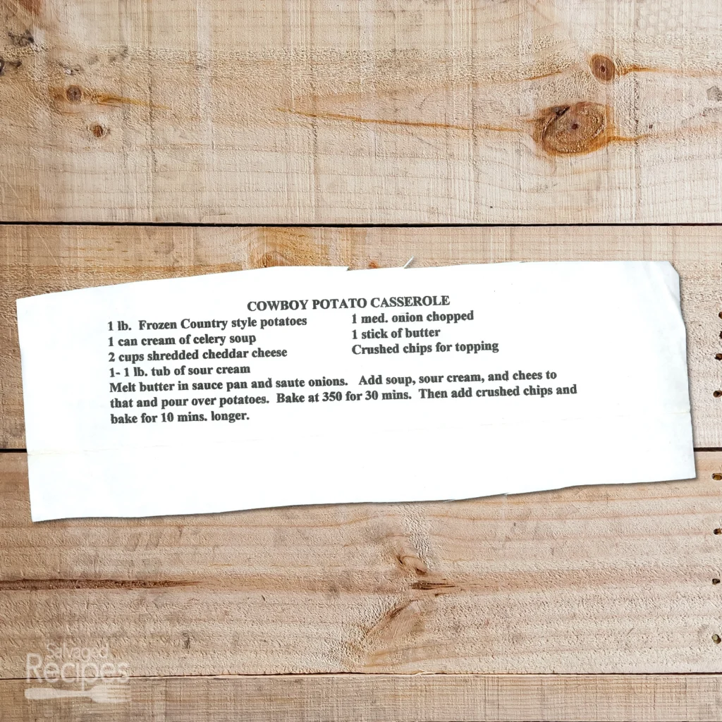 Typed recipe for Cowboy Potato Casserole