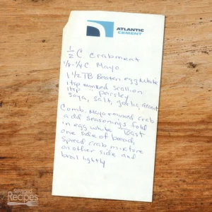 Handwritten recipe for Crab Spread