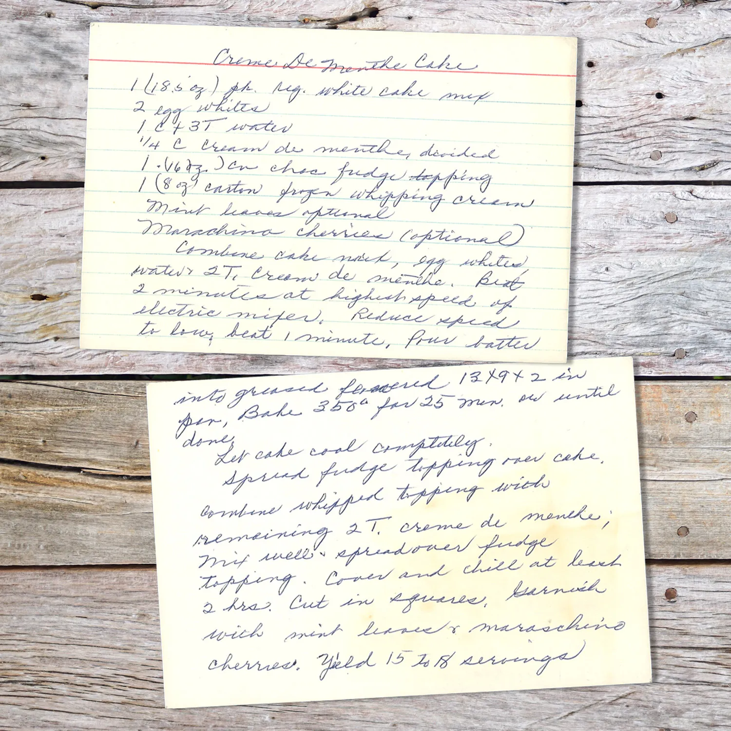 Crème de Menthe Cake with Whipped Topping