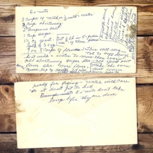 Handwritten recipe card for Donuts