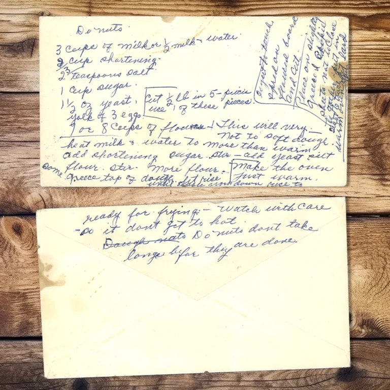 Handwritten recipe card for Donuts