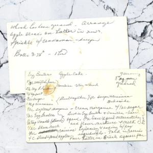 Handwritten recipe card for Egg Beaters Apple Cake