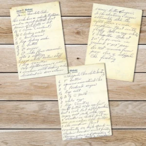 Handwritten recipe for French Chocolate Cake