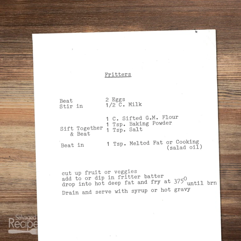 Typed recipe for Fritters