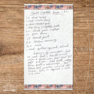 Handwritten recipe for Garden Vegetable Soup