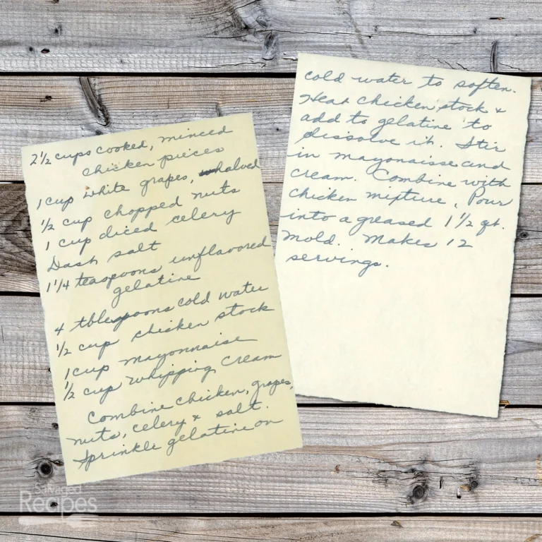 Handwritten recipe for Chicken Salad Mold