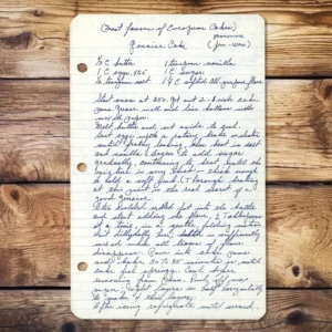 Handwritten recipe for Genoise Cake