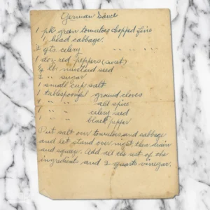 Handwritten recipe for German Sauce