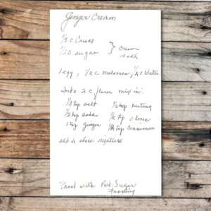 Handwritten recipe for Ginger Cream
