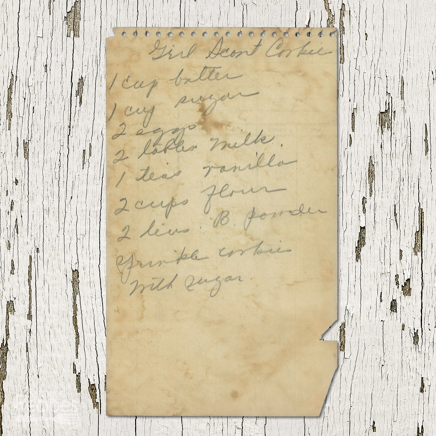 Handwritten recipe for Girl Scout Cookies