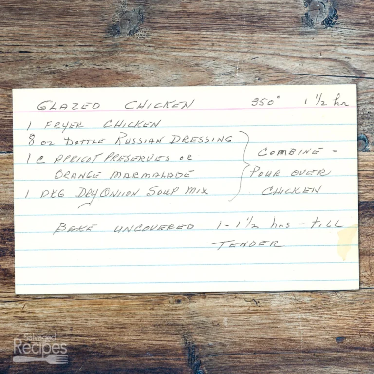 Handwritten recipe card for Glazed Chicken