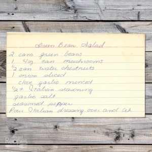 Handwritten recipe card for Green Bean Salad