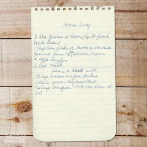 Handwritten recipe for Ham Loaf