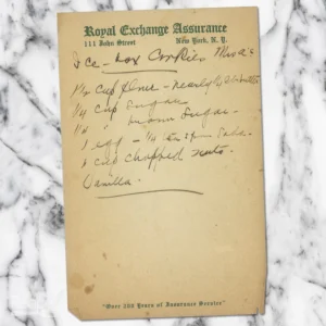 Handwritten recipe for Icebox Cookies from Mrs. A