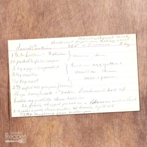 Handwritten recipe card for Jewel Cookies