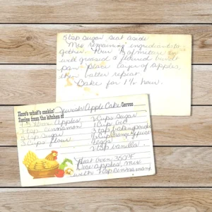 Handwritten recipe card for Jewish Apple Cake