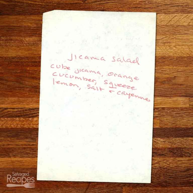 Handwritten recipe for JIcama Salad