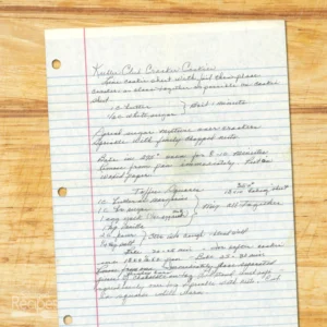 Handwritten recipe for Keebler Club Cracker Cookies