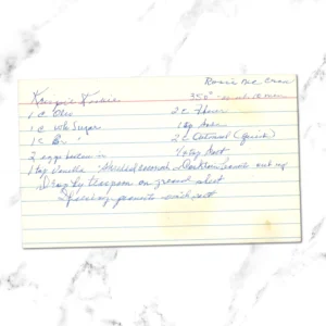 Handwritten recipe for Krispie Kookie