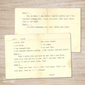 Typed recipe card for Layer Dessert