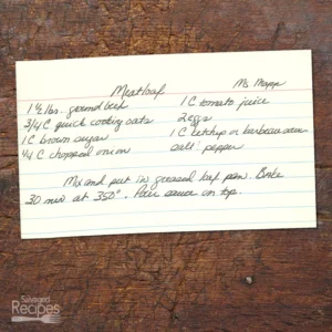 Handwritten recipe card for Meatloaf from Ms. Mapp