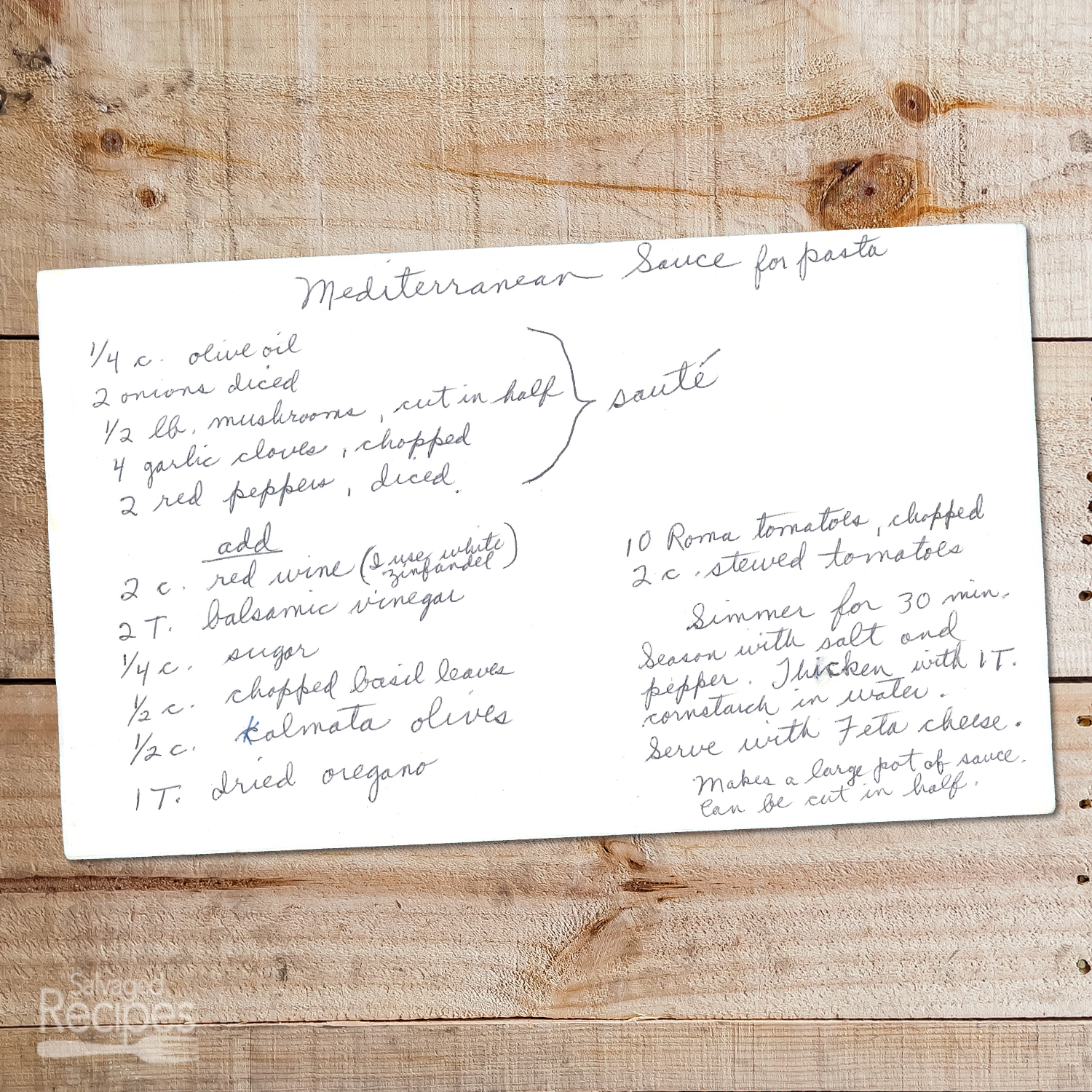 Hearty Mediterranean Tomato & Red Wine Pasta Sauce