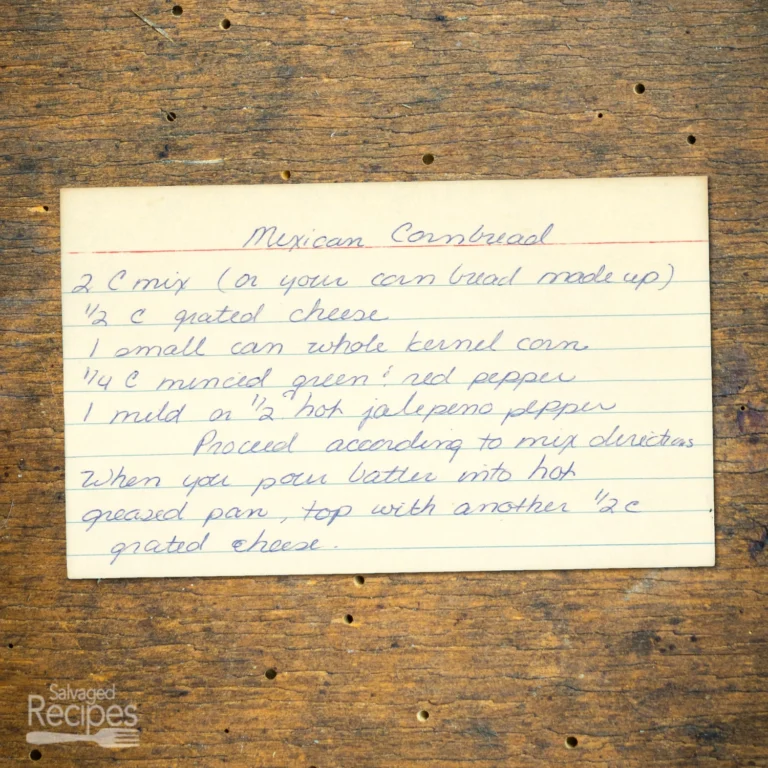 Handwritten recipe card for Mexican Cornbread