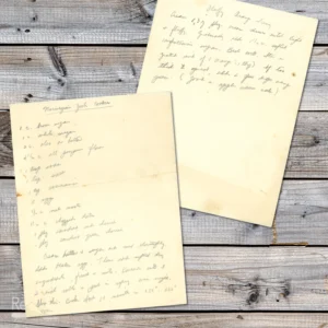 Handwritten recipe for Norwegian Yule Cookies