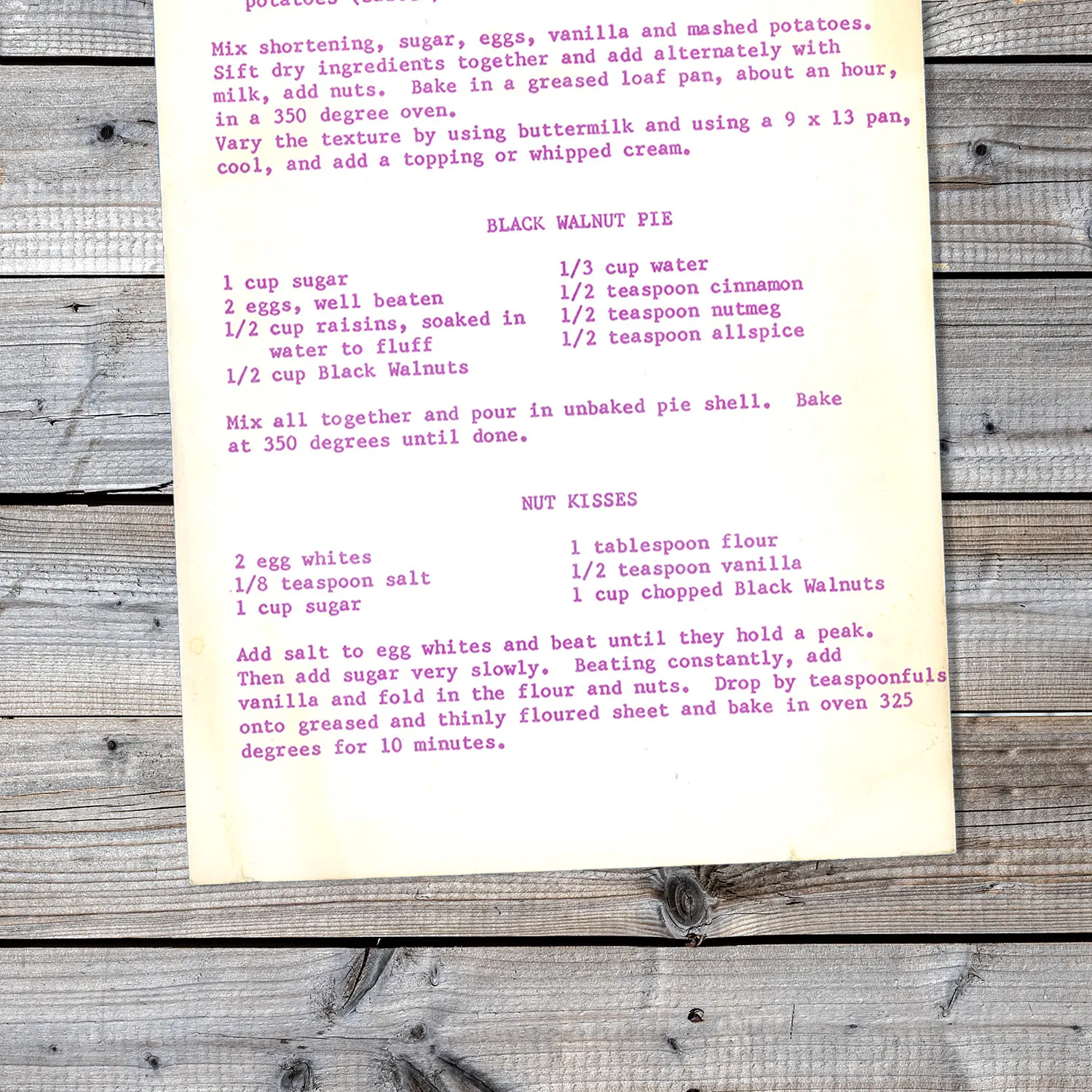 Typed recipe for Nut Kisses