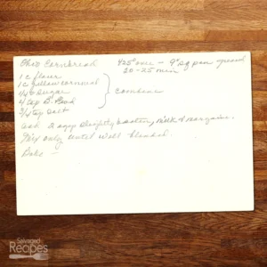Handwritten recipe for Ohio Cornbread