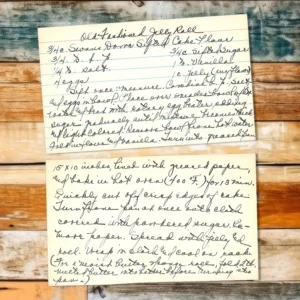 Handwritten recipe card for Old Fashioned Jelly Roll