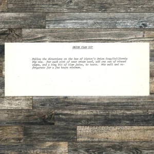 Typed recipe for Onion Clam Dip