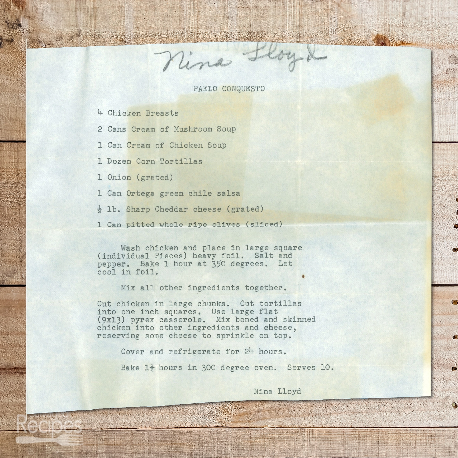 Tex-Mex Chicken Tortilla Casserole with Cheddar & Green Chile Salsa (Paelo Conquesto)