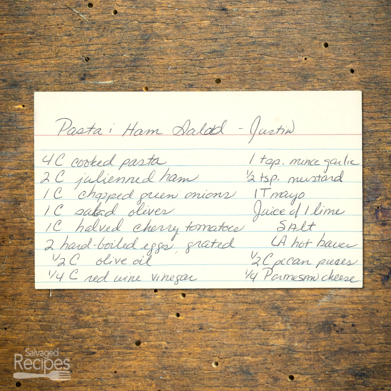 Creamy Pasta and Ham Salad with Lime Dressing from Justin