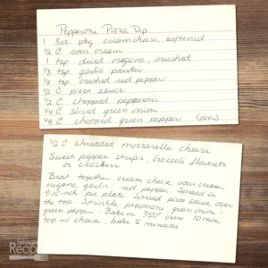 Recipe card for Pepperoni Pizza Dip