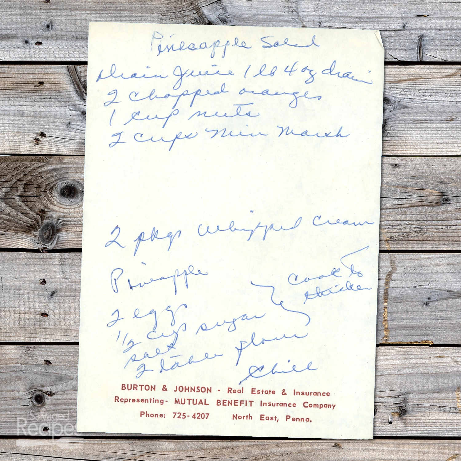 Creamy Pineapple Salad with Whipped Cream & Marshmallows