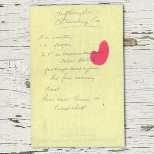 Handwritten recipe for Raspberry and Strawberry Pie