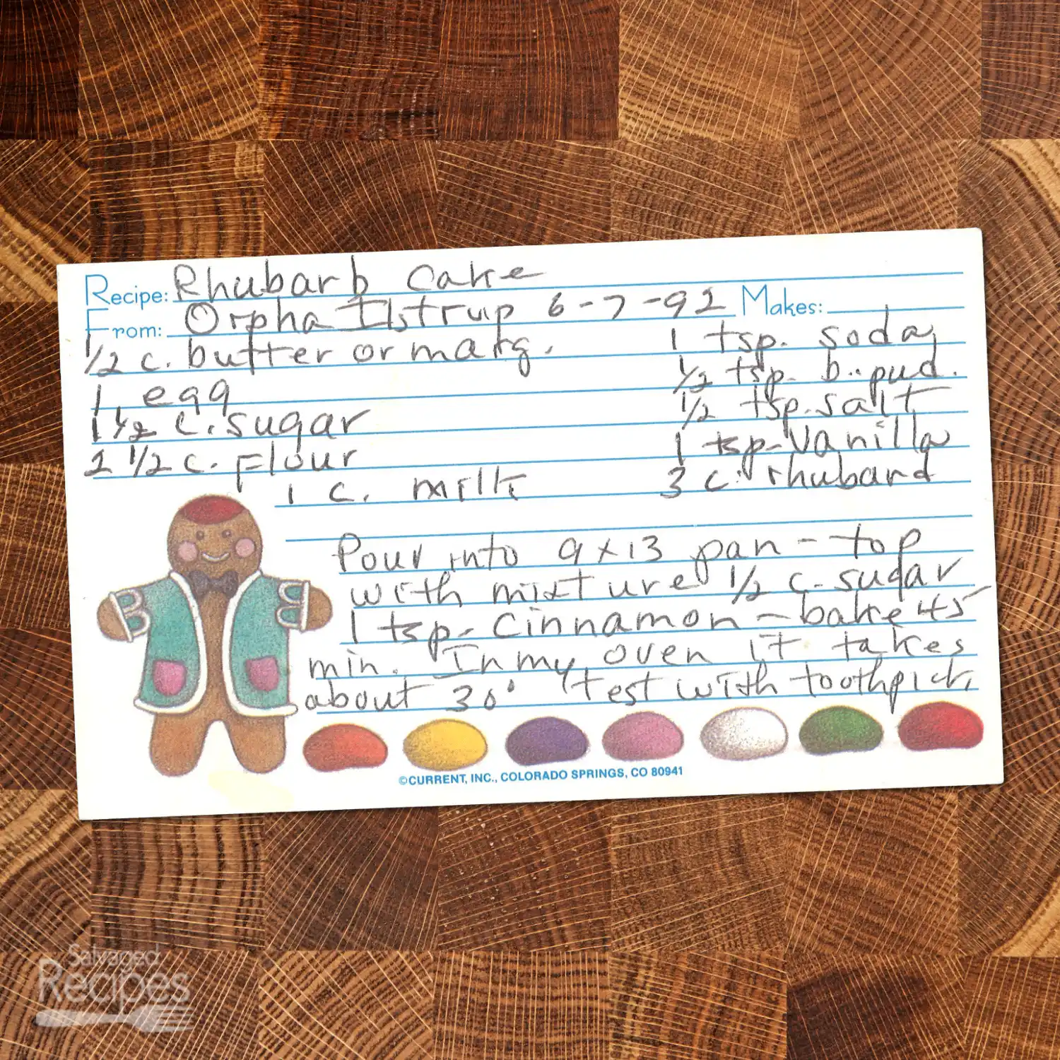 Rhubarb Cake with Cinnamon Sugar Topping from Orpha Ilstrup