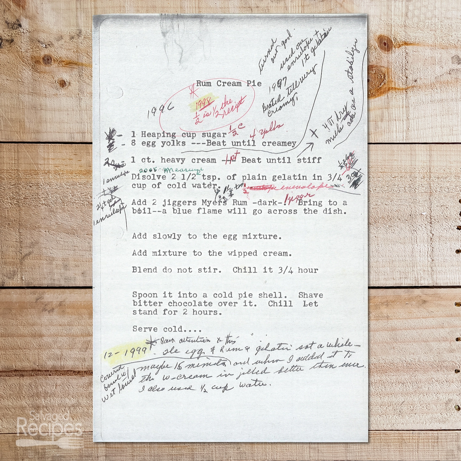 Rum Cream Pie with Whipped Cream Filling