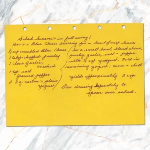 Handwritten recipe for Blue Cheese Salad Dressing