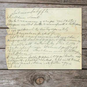 Handwritten recipe for Salmon Soufflé