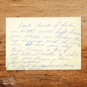 Handwritten recipe card for Sautéed Chicken Breasts