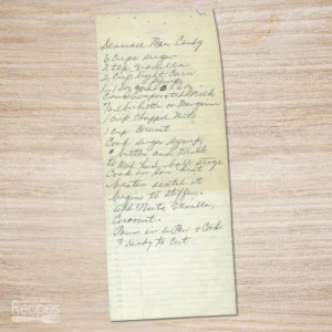 Handwritten recipe for Service Man Candy