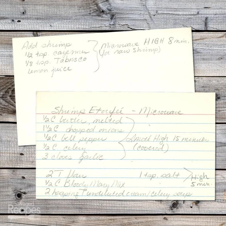Handwritten recipe for Shrimp Etouffée